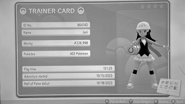 Brilliant Diamond trainer card