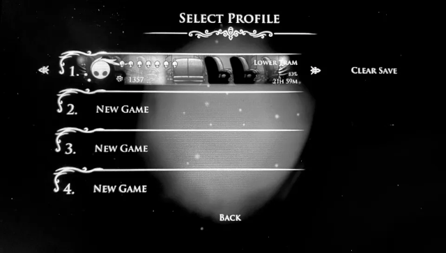 Hollow Knight file select