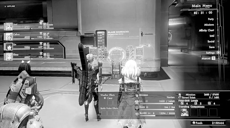 Xenoblade X status screen
